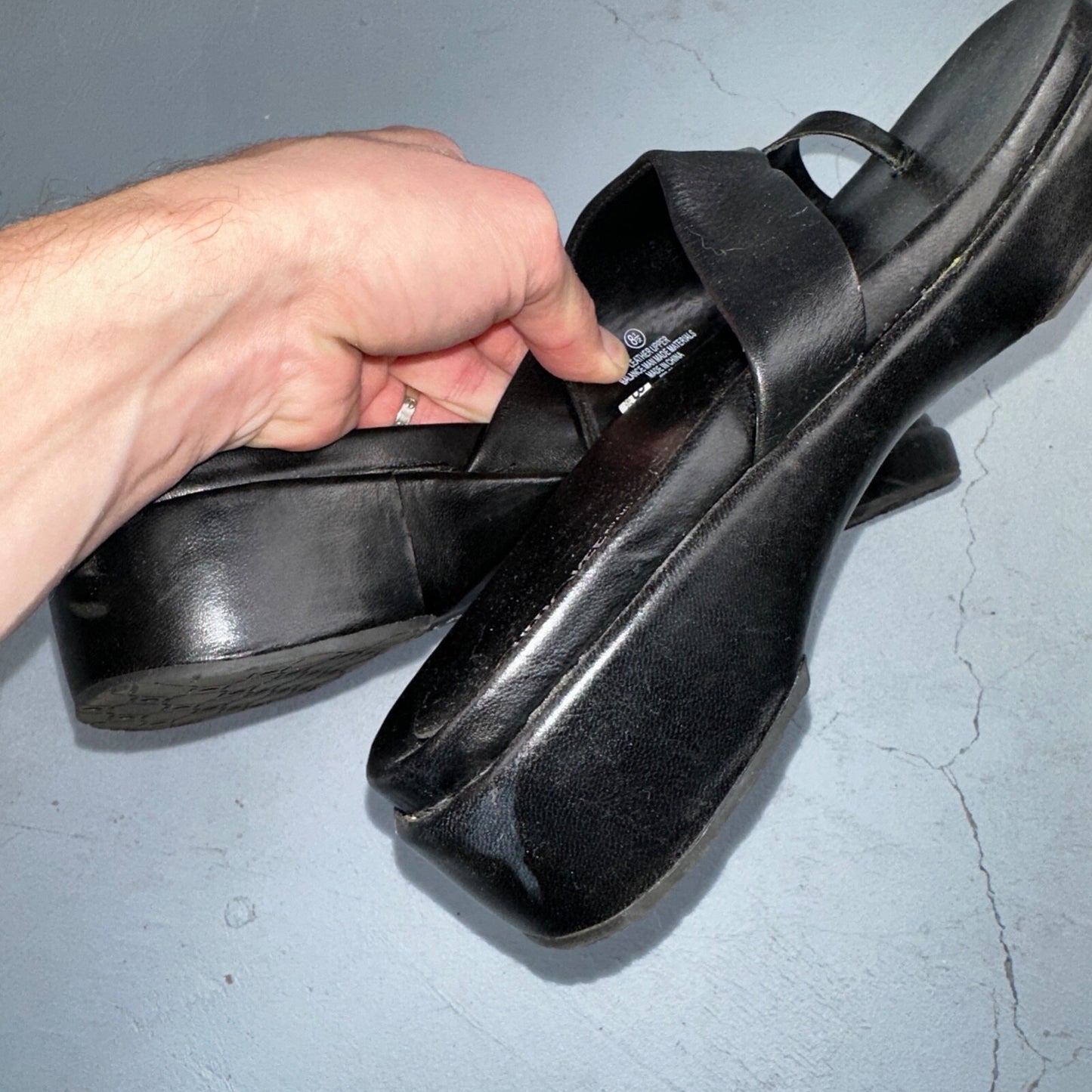 Cherokee Sandals Womens 8.5 Thong Black Leather Toe-Post Casual Comfort VTG Y2K