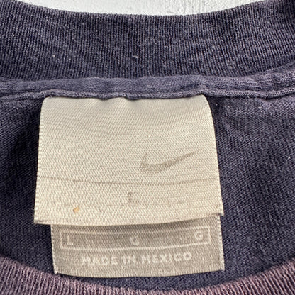 Nike OG Swoosh Logo Y2K VTG T Shirt Center Navy Faded Blue Check 70s Repro