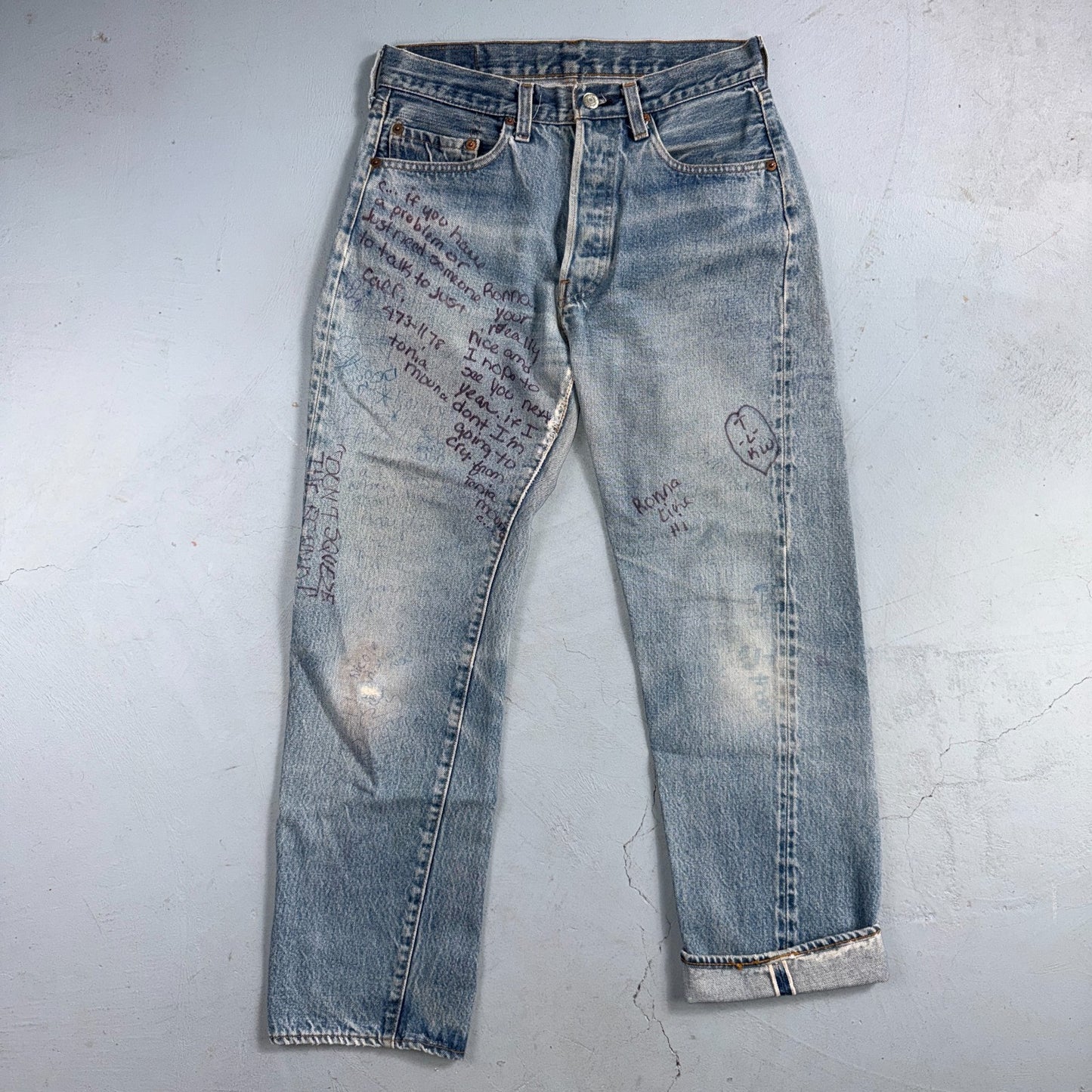 Levis 501 Vintage 80s Redline Selvedge USA XX Jeans Light Wash 30x32 Act 29x28