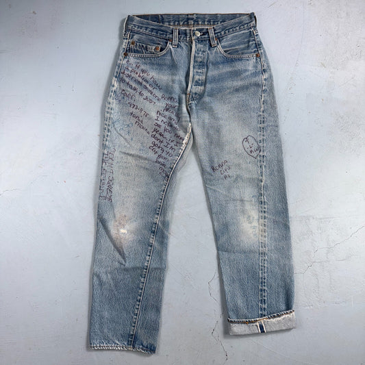 Levis 501 Vintage 80s Redline Selvedge USA XX Jeans Light Wash 30x32 Act 29x28