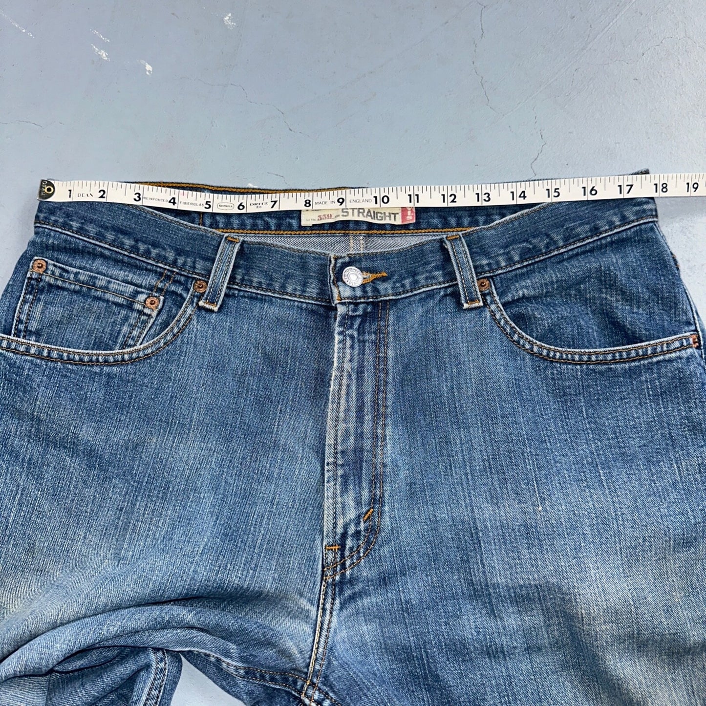 Levis 559 Relaxed Straight Fit Rugged Dark Blue VTG Y2K Denim Jeans Mens 36x32