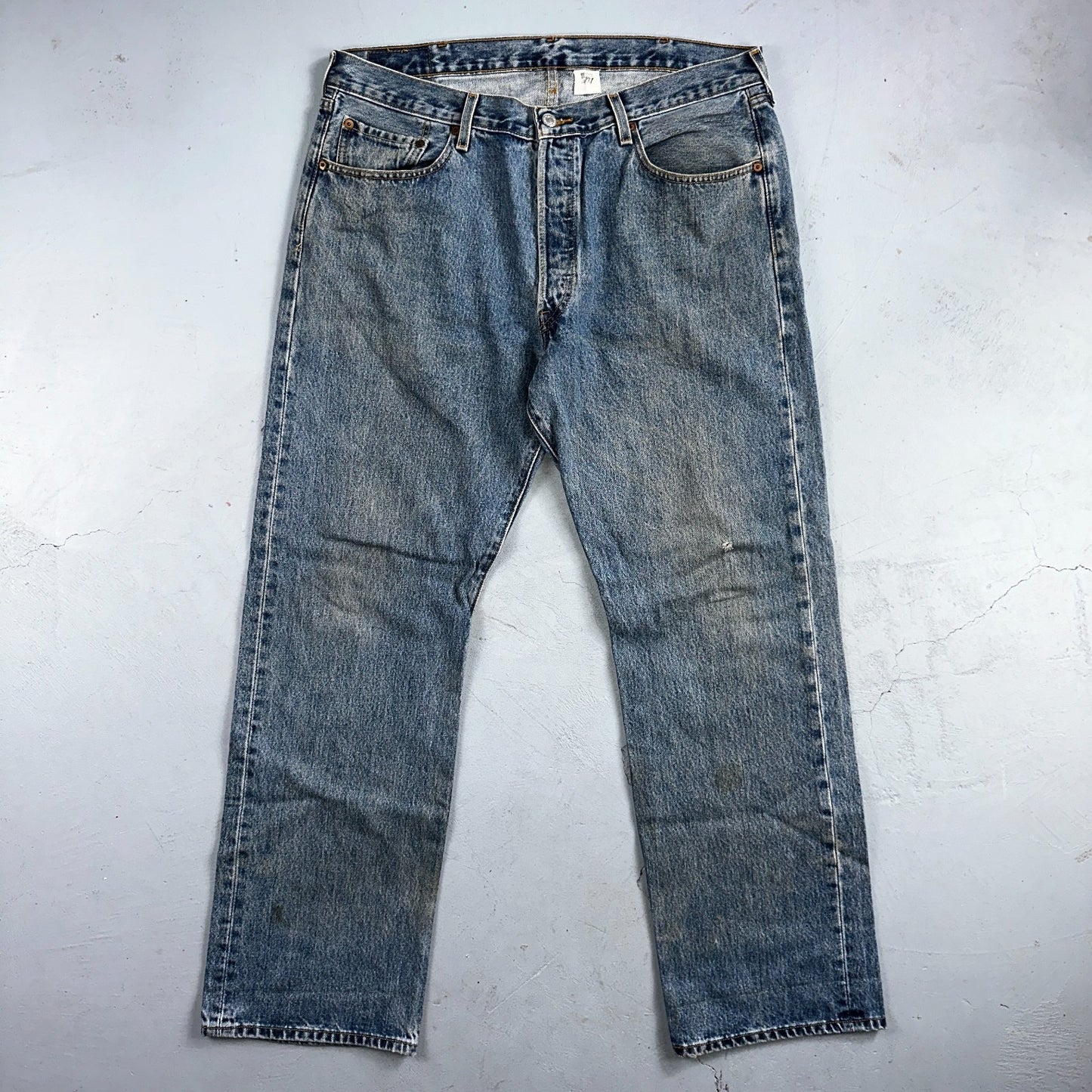 Levis 501 Vintage 90s Mexico Straight Leg Jeans Blue Light Wash 38x30 Act 37x31