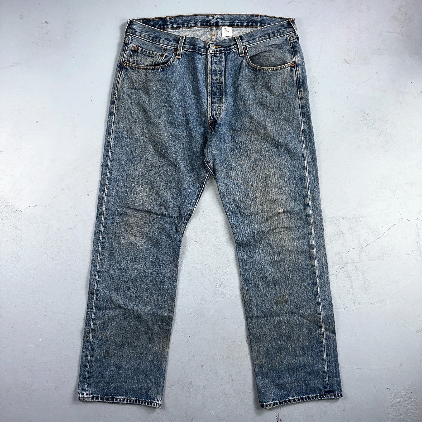 Levis 501 Vintage 90s Mexico Straight Leg Jeans Blue Light Wash 38x30 Act 37x31