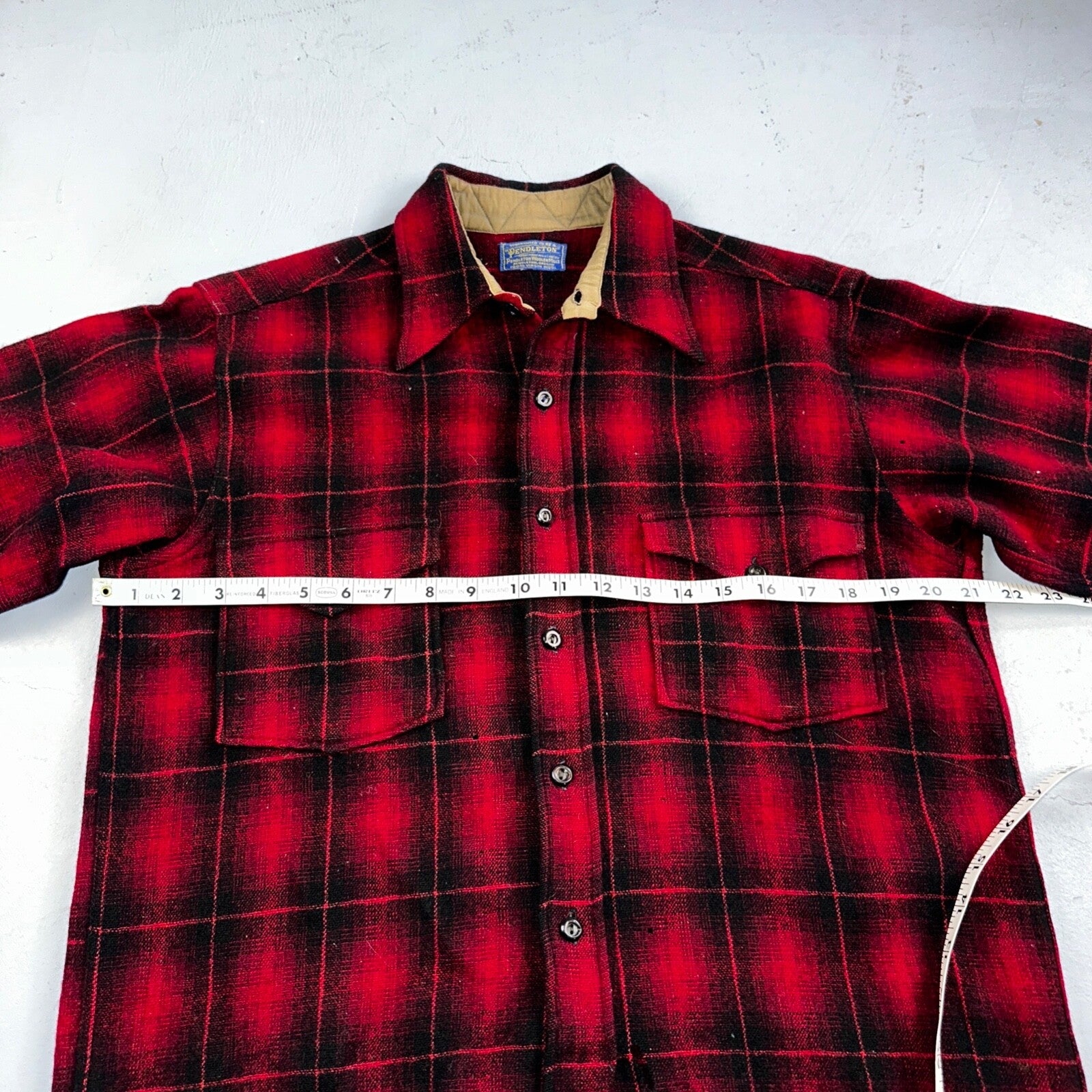 Pendleton 1930s VTG Wool Shirt Jacket Long Sleeve Flannel Buffalo Plaid 30s 40s