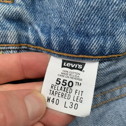 Levis 550 Vintage 90s Tapered Leg USA Relaxed Fit Jeans 40x30 Light Wash 36x30
