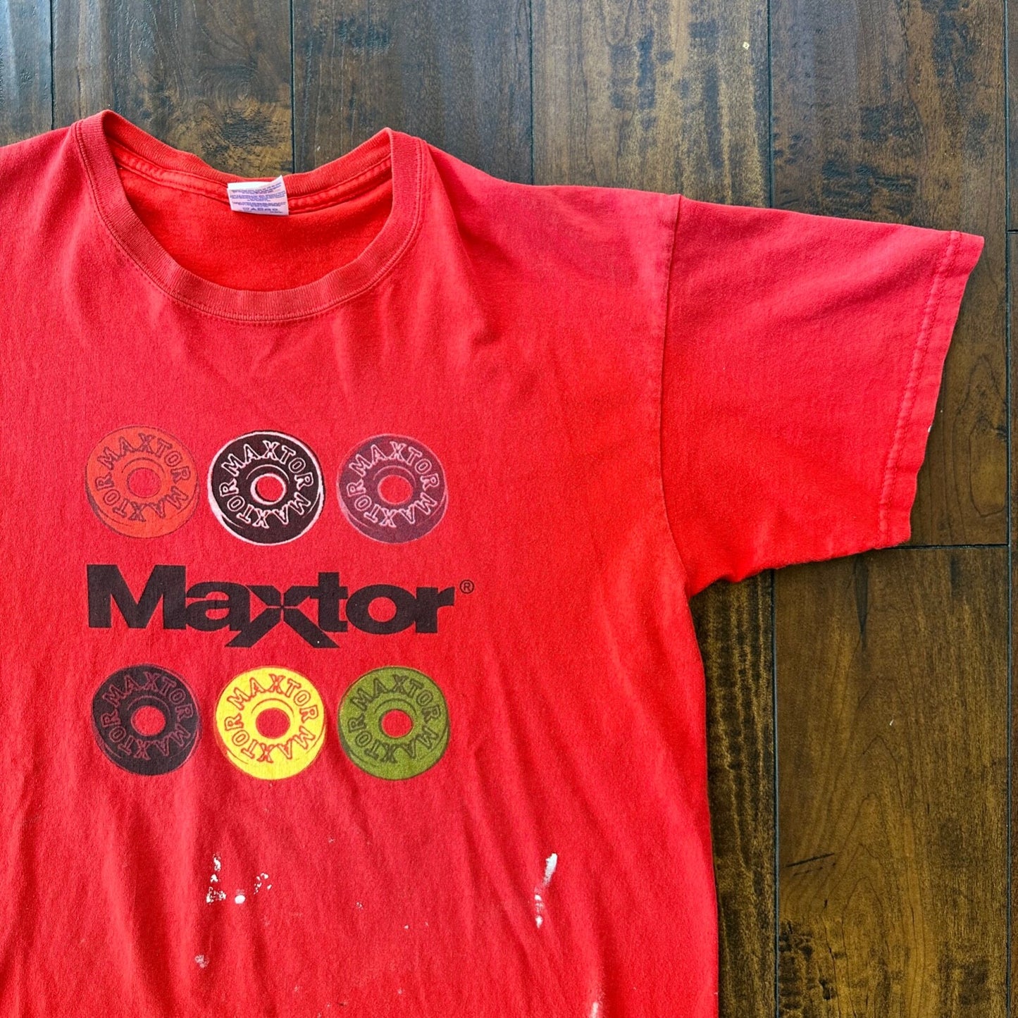 Skate Maxtor Wheels Vintage T Shirt Skateboard Thrashed Paint Grunge Nirvana Rap