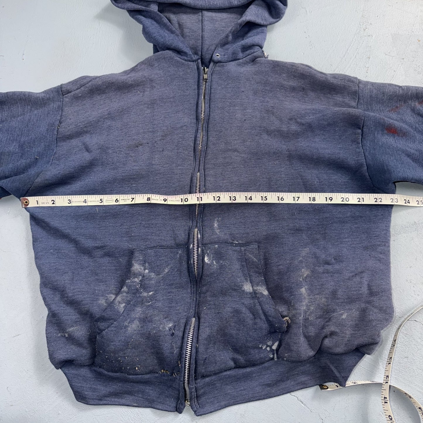 Blue Healthknit Zip Up Hoodie Vintage 80s 90s Thermal Lined USA 2XL Thrashed