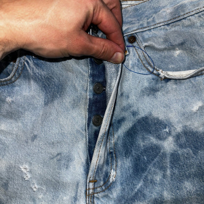 Levis 501 Vintage 80s USA XX Straight Leg Jeans 30x36 Bleach Light Wash Ac 26x31