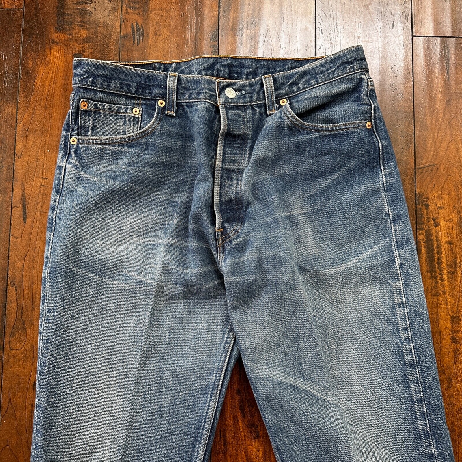 VTG 90s Levis 501 Button Fly 36x36 USA Tag Jeans Straight Wash Blue XX Act 32x31