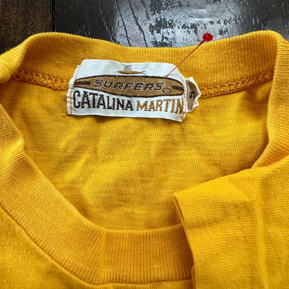 Surfers Catalina Martin 1960s 60s Rockabilly Vintage T Shirt Yellow Gold Blank