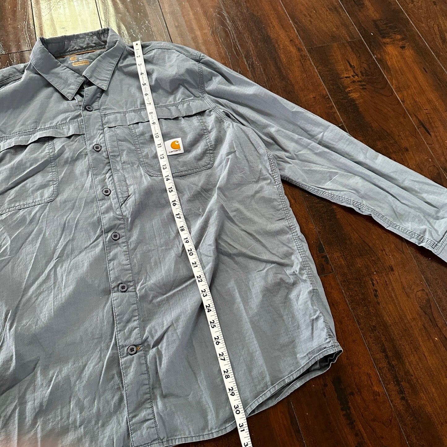 Carhartt Button Shirt XL Blue Force Long Sleeve Shirt Vented Relaxed Fit 101290