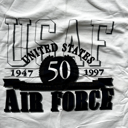 USA Air Force Vintage T Shirt 50th Anniversary Army Basic 90s Gray Striped