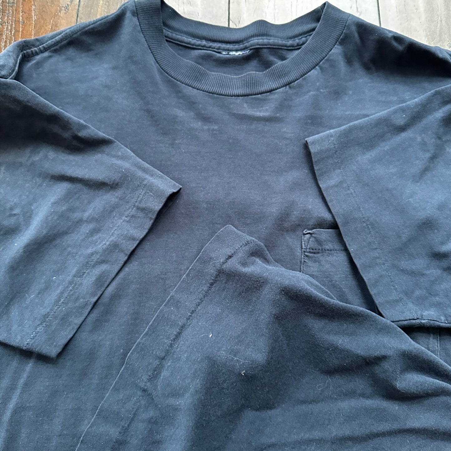 Navy Blank Thrashed Stained 1980s 80s 90s Vintage T Shirt Lot Basic Blue