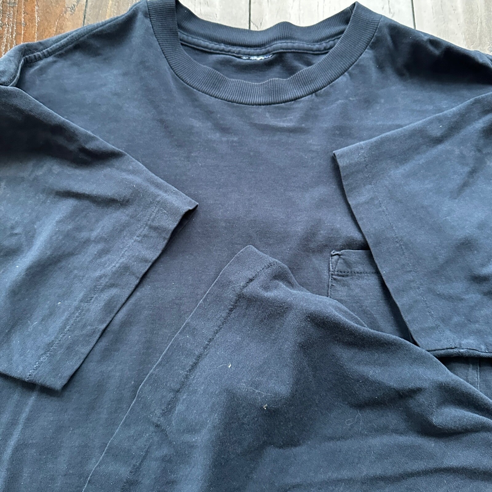 Navy Blank Thrashed Stained 1980s 80s 90s Vintage T Shirt Lot Basic Blue