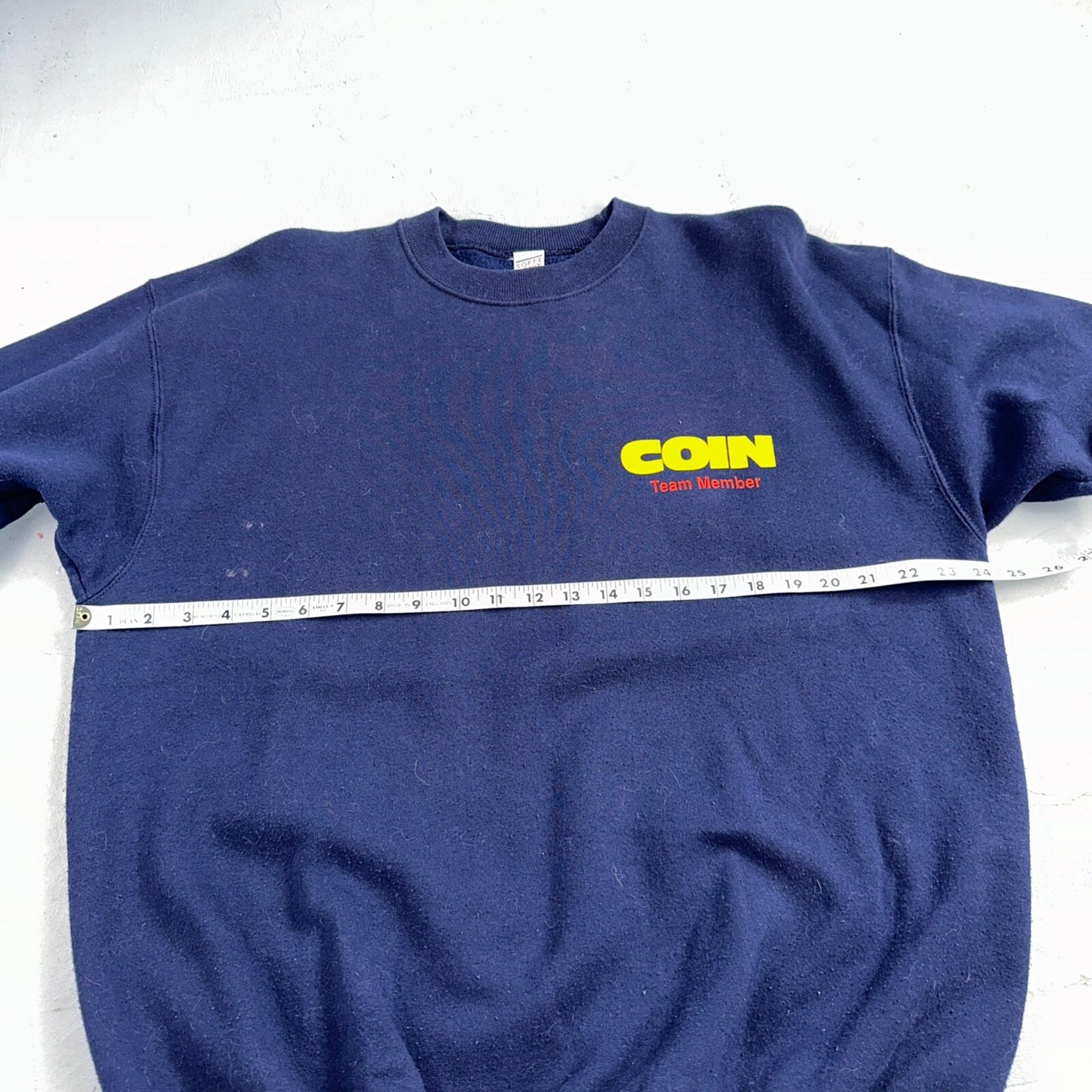 Coin Sofee Heavy Sweatshirt 90s VTG Crewneck USA Navy Basic Blue Team Member