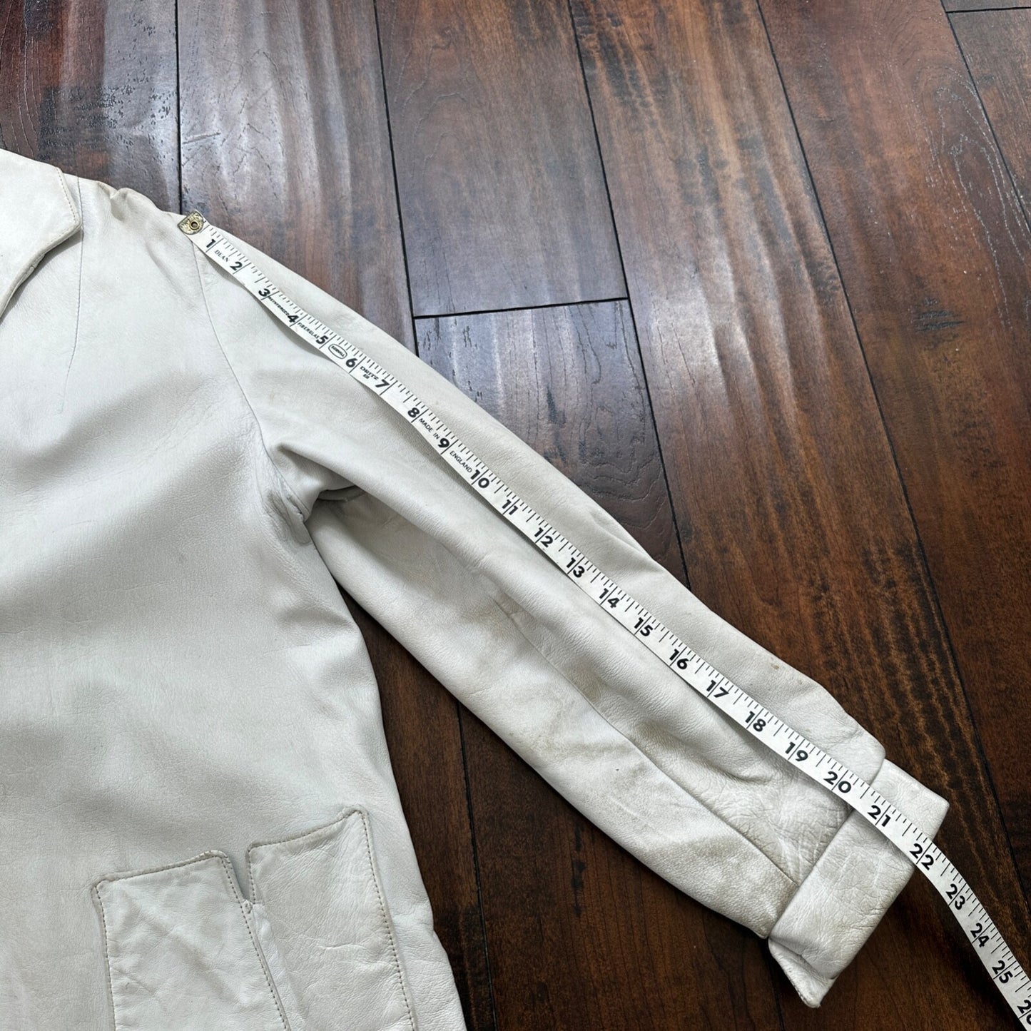 VTG White Leather Western Rancher Jacket 1960s Rockabilly Unisex 60s 50s Button