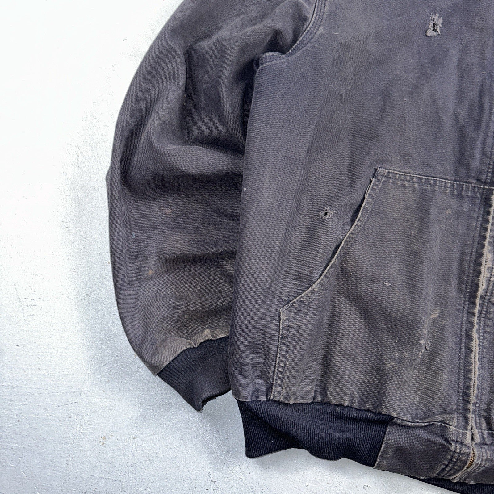 Carhartt Jacket VTG Mens Large Purple Hooded Distressed Bomber J208 MDT Thrashed
