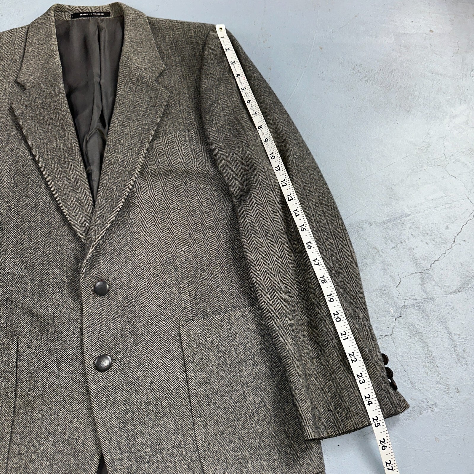 YSL Yves Saint Laurent Vintage Gray Tweed Jacket 38 Blazer Coat France Suit 80s