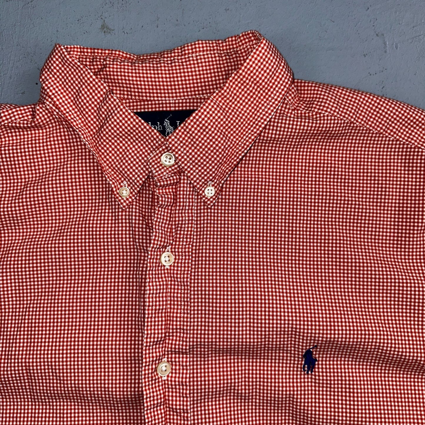 Ralph Lauren XL Red Gingham Button Down Shirt Classic Fit Long Sleeve VTG