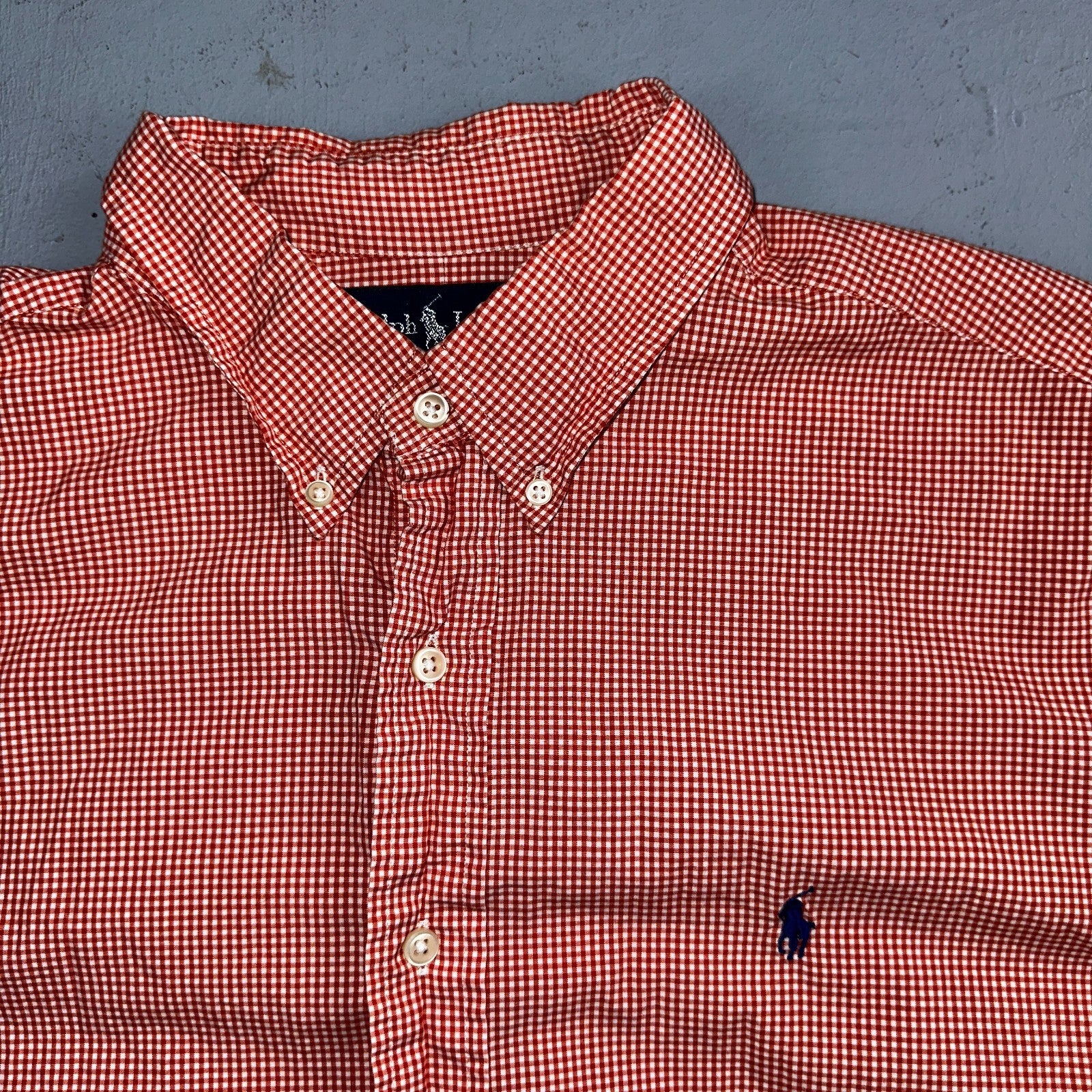 Ralph Lauren XL Red Gingham Button Down Shirt Classic Fit Long Sleeve VTG