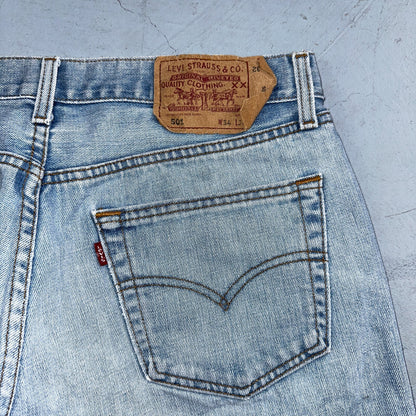 Levis 501 Vintage Y2K XX Straight Leg Jeans Blue Light Wash 34x34 Act 32x31