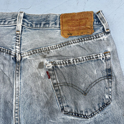 Levis 501 Vintage Y2K 90s XX Straight Leg Jeans Blue Light Wash 36x34 Act 33x32
