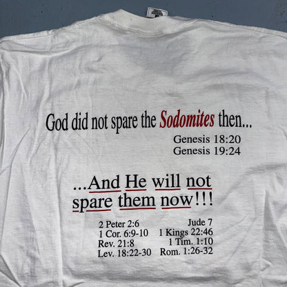 Jesus God VTG T Shirt Sodomite End Of World Genesis Earth Bible Study Graphic