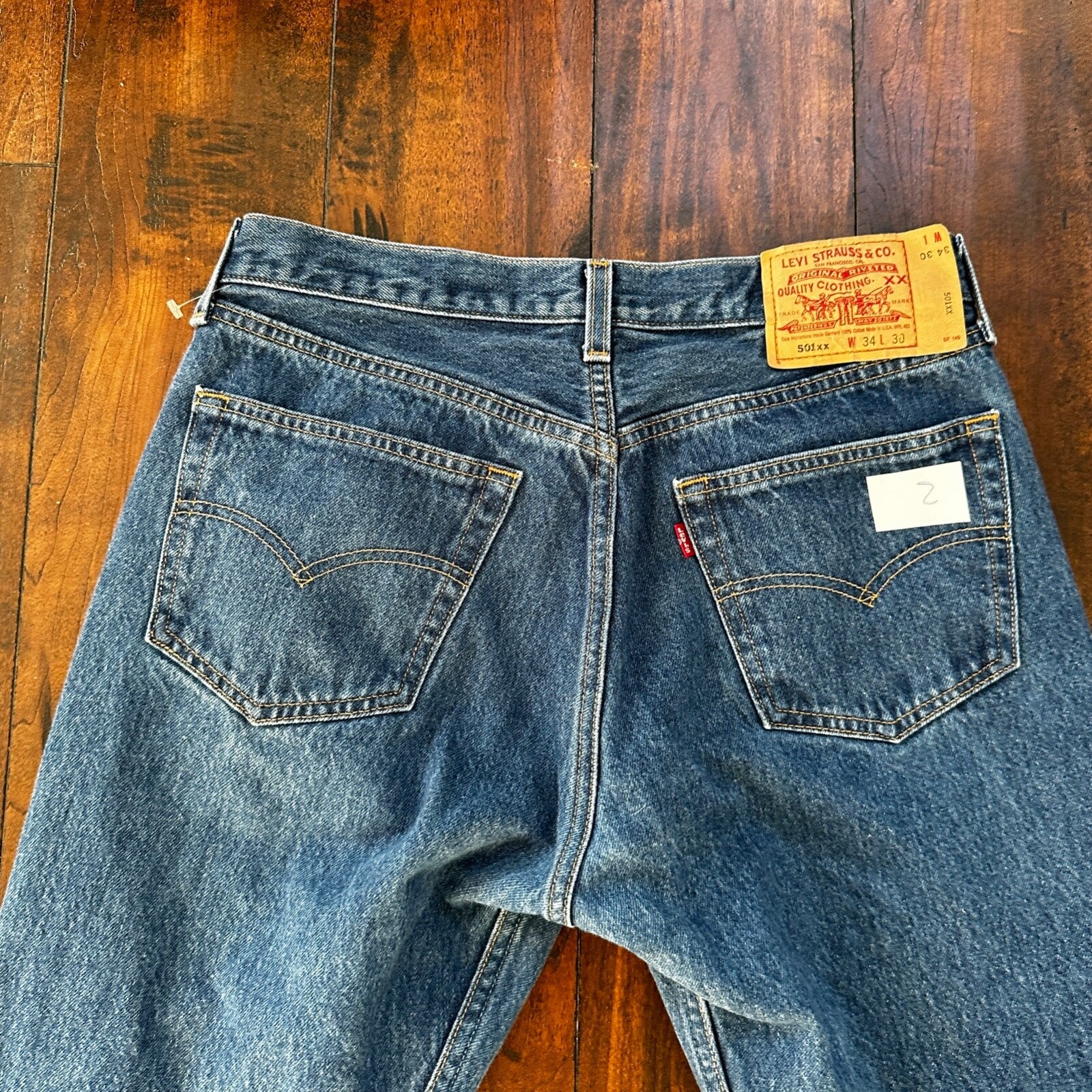 VTG Levis 501 XX Button Fly 90s USA Jeans Denim Straight Capri 34x30 Act 30x26
