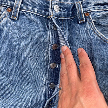 Levis 501 Vintage 90s USA XX Straight Leg Jeans Blue Light Wash 35x34 Act 32x30