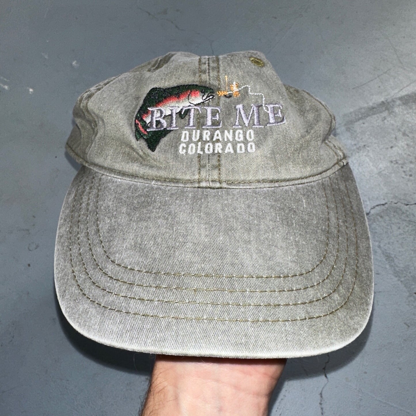 Bite Me Colorado Durango VTG Hat Cap Snapback Fish Fishing Hunting Camo Ocean