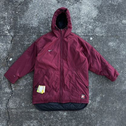 VTG 90s Nike Team Sports Logo Spellout Coat Jacket Parka Men’s M 1990s Red