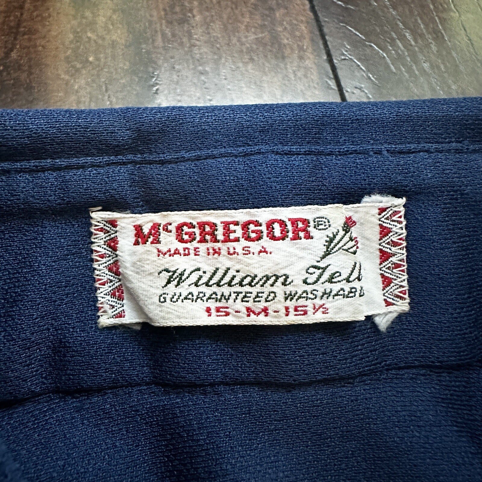 vintage 70s MCGREGOR shirt M button up plaid Blue Single pocket Rockabilly USA