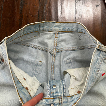 VTG 90s Levis 501 Button Fly 34x30 UK Tag Jeans Light Wash Blue XX Act 32x27
