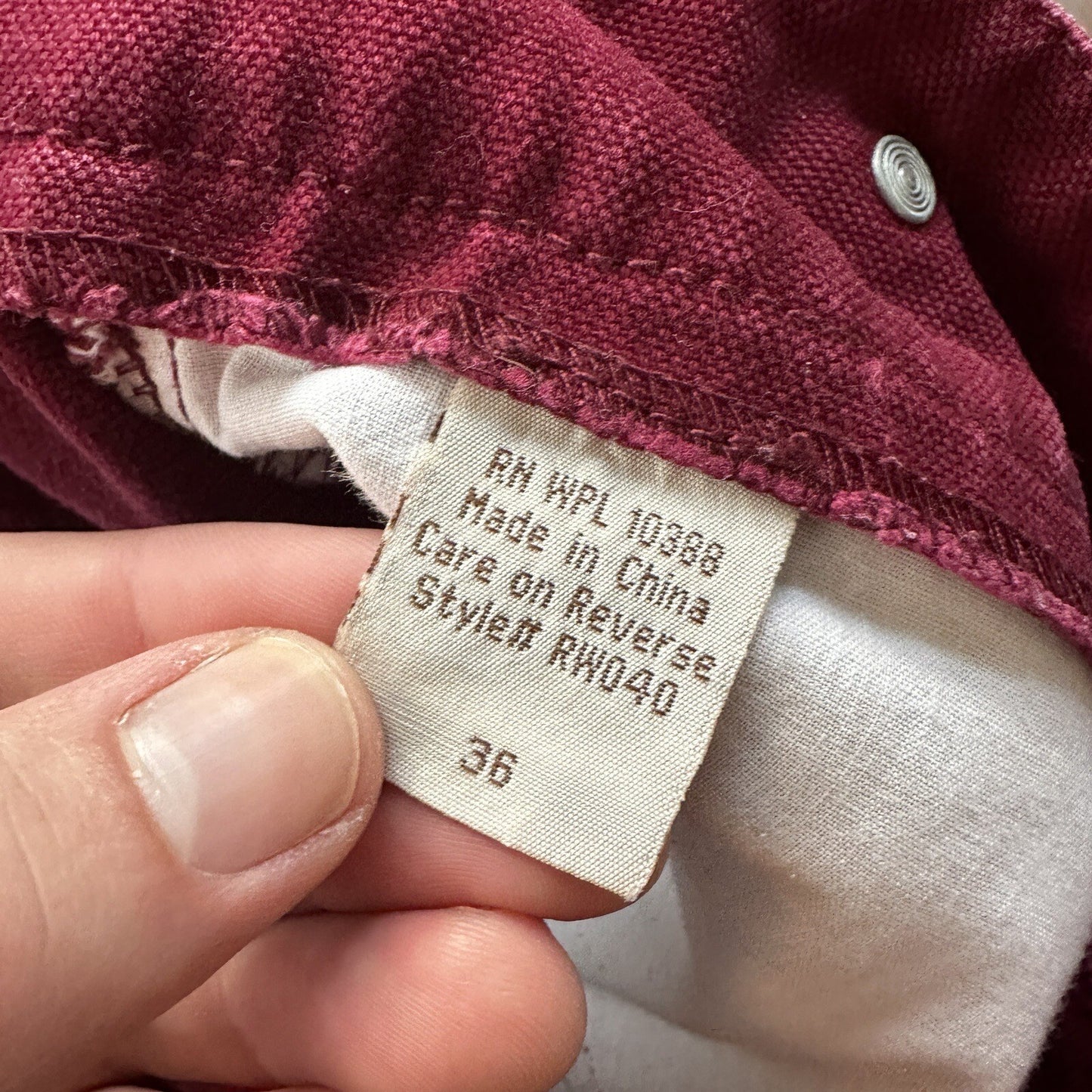 VTG Mens Scully Rangewear Cotton Canvas Outdoor Pants Buckleback Cowboy 36 Red