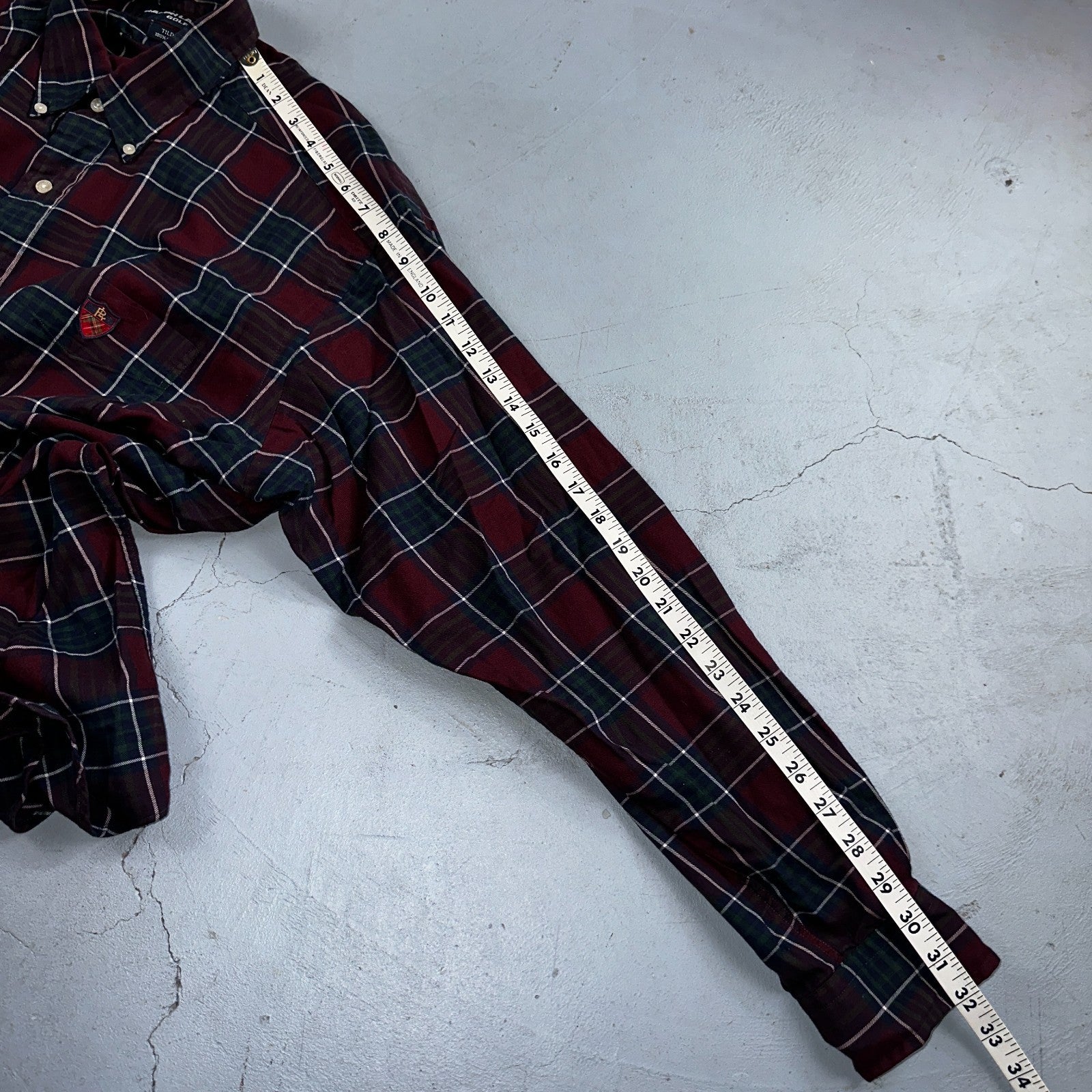 Vintage Polo Ralph Lauren Shirt Mens Large Red Blue Plaid Tilden Golf Crest