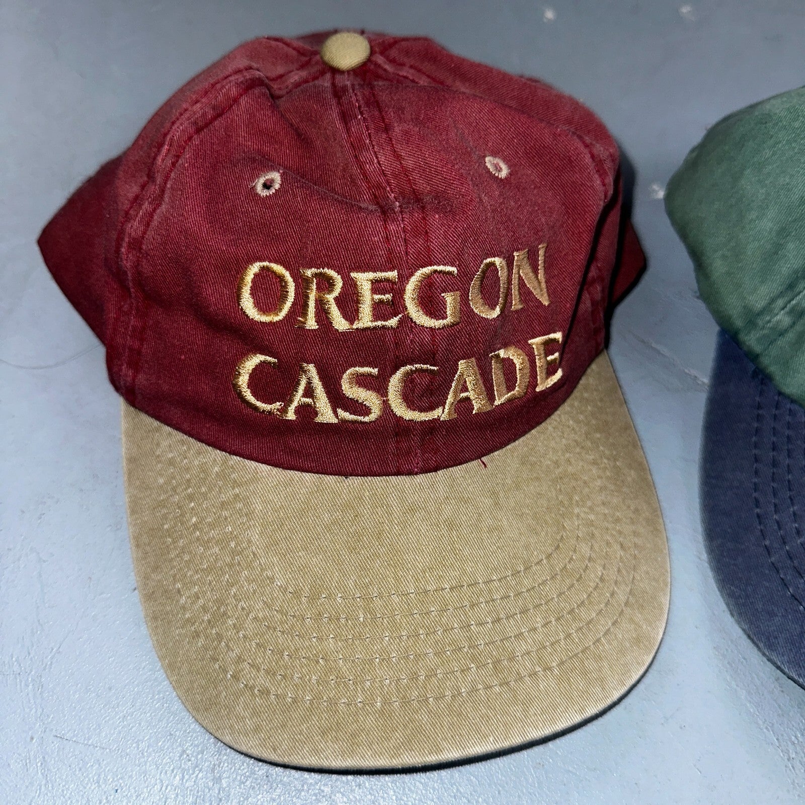 Oregon Cascade Lot of 2 VTG Hat Cap Snapback 90s Sportman Hiking Travel Mountain