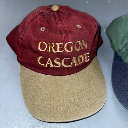 Oregon Cascade Lot of 2 VTG Hat Cap Snapback 90s Sportman Hiking Travel Mountain