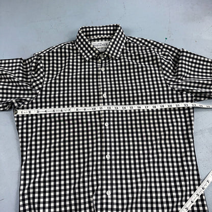 Mizzen Main Shirt Men L Black Button Performance Trim Fit Gingham Check USA