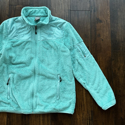 Vtg Nike ACG Womens Soft Fleece Turquoise Teal Blue Full Zip Jacket Y2K Warm