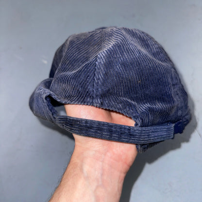 British Steel Alloys VTG Hat Cap Snapback Corduroy Blue 80s Rare Used