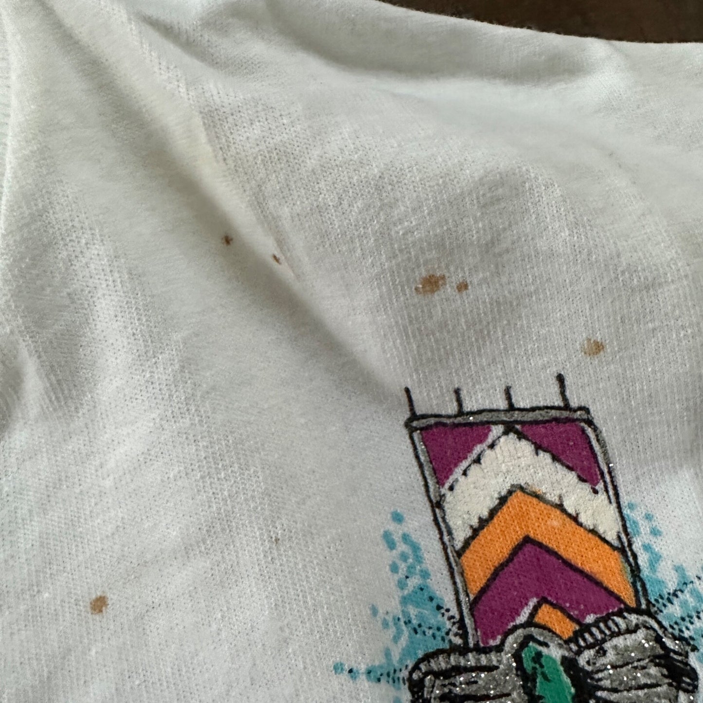 Traditional White Vintage T Shirt Art Necklace Tribal Drive 90s Single Stitch