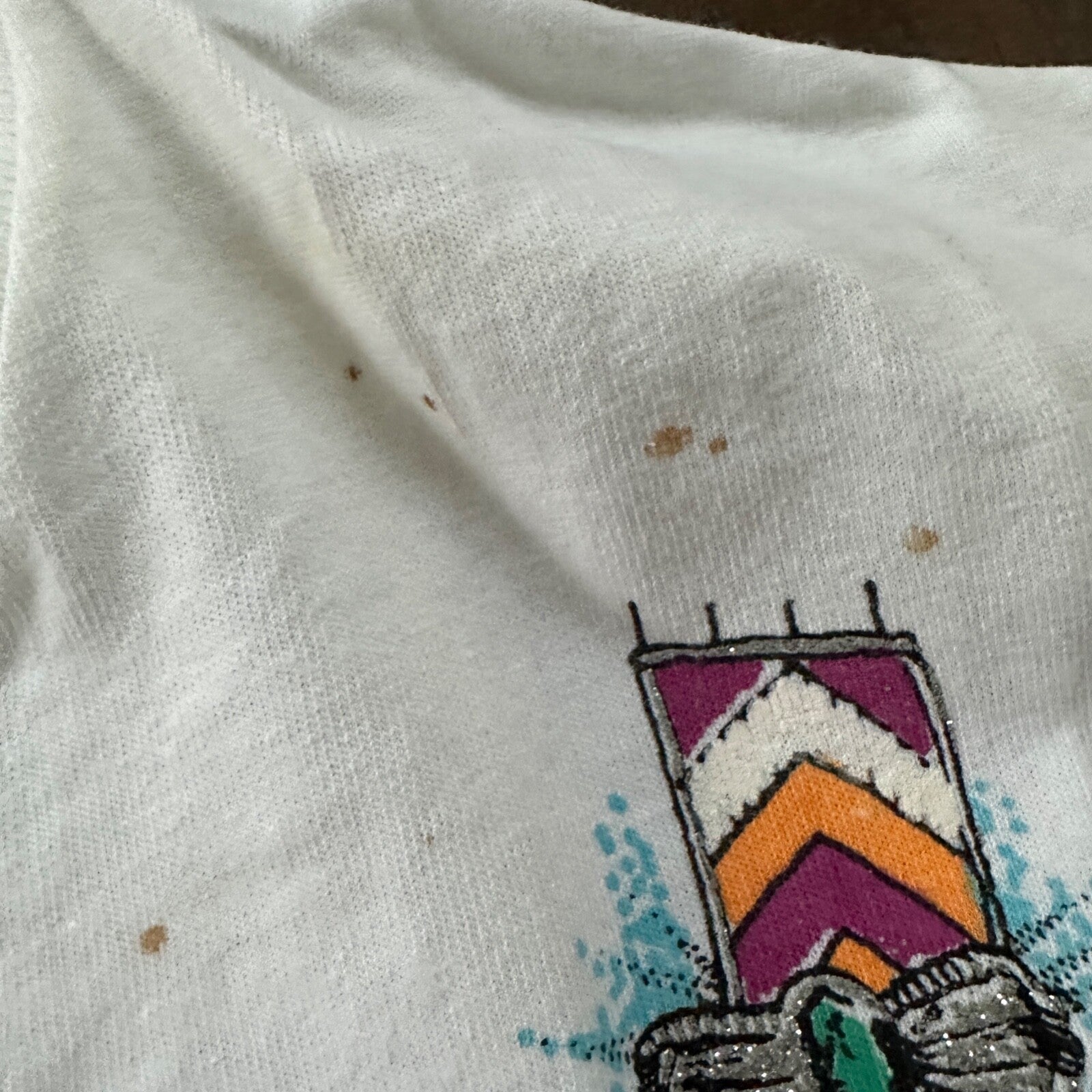 Traditional White Vintage T Shirt Art Necklace Tribal Drive 90s Single Stitch