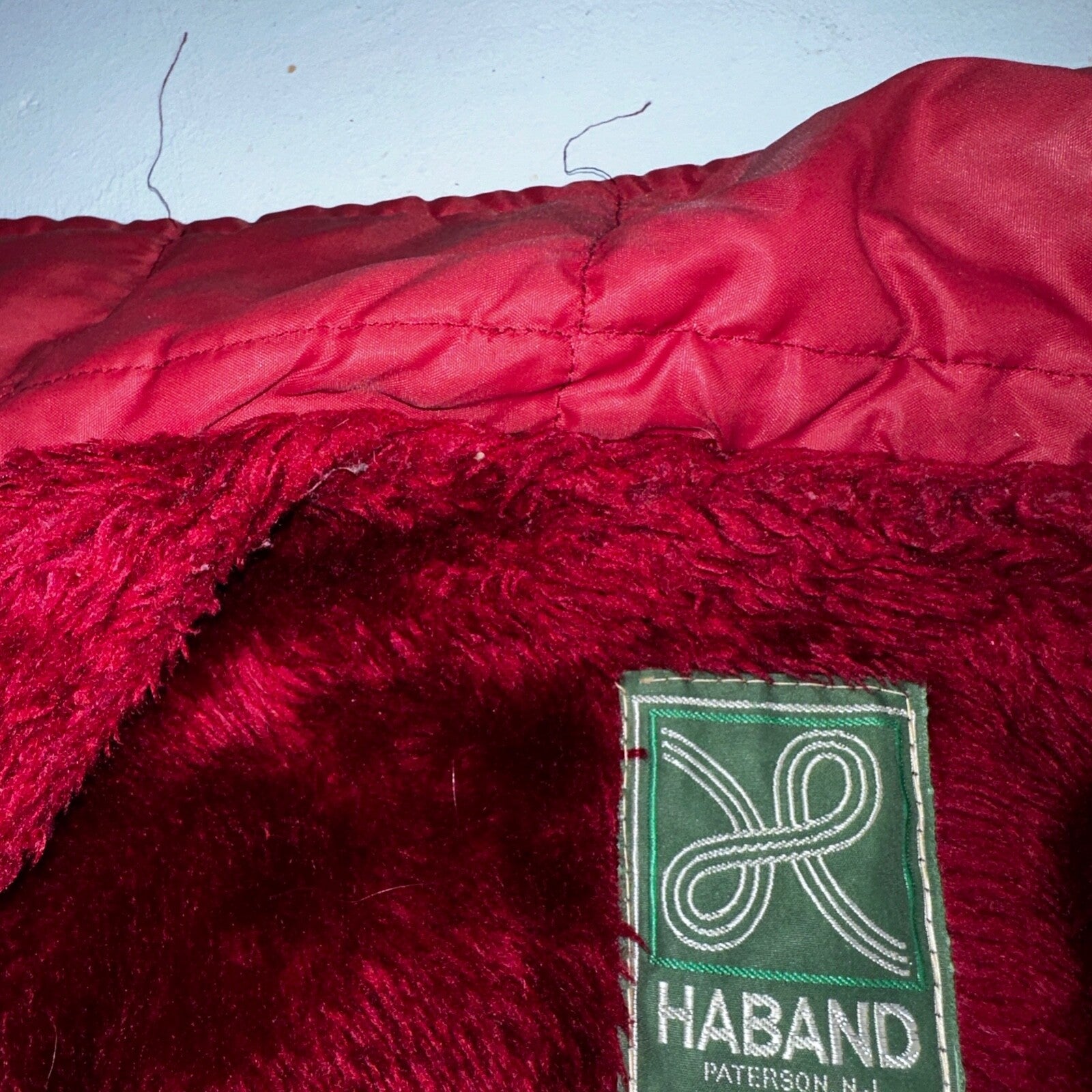 Haband Jacket Mens Red Barn Chore Puffer Coat Hood Zip Up Scovill 70s Fur Lined