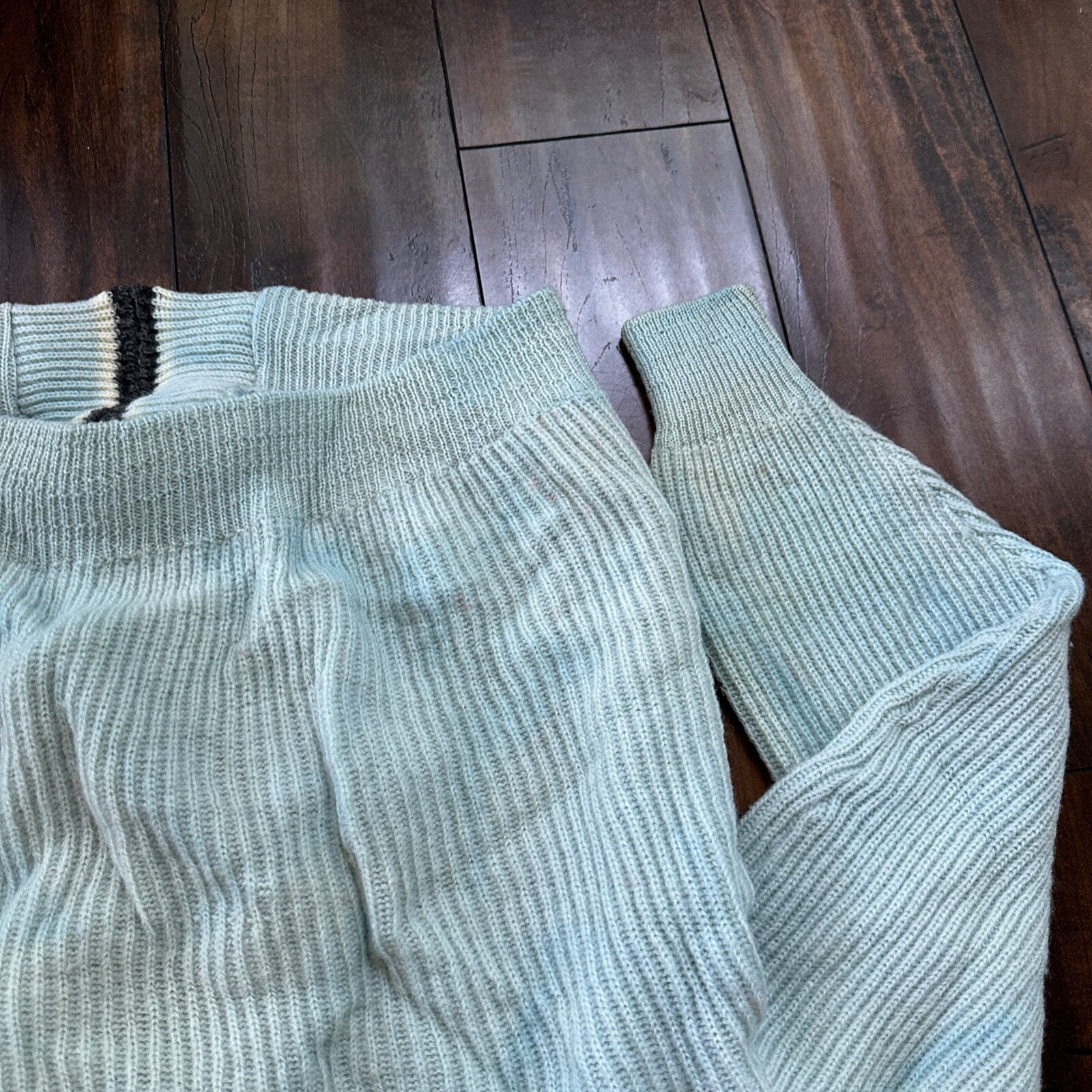 VTG 70s Columbia Knit Rugby Gear Sweater Zip Up Blue Color Block Made In USA