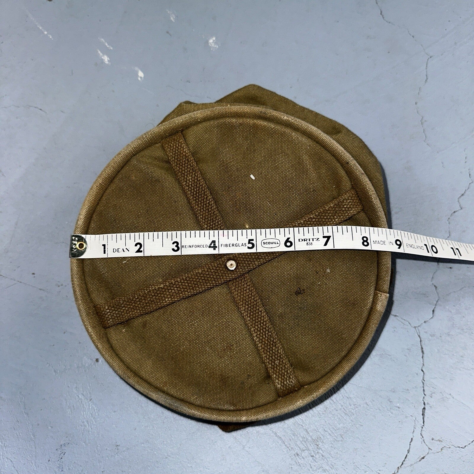 WWII US Army Cavalry Collapsable Folding Canvas Jeep Water Bucket 1943 40s Bag