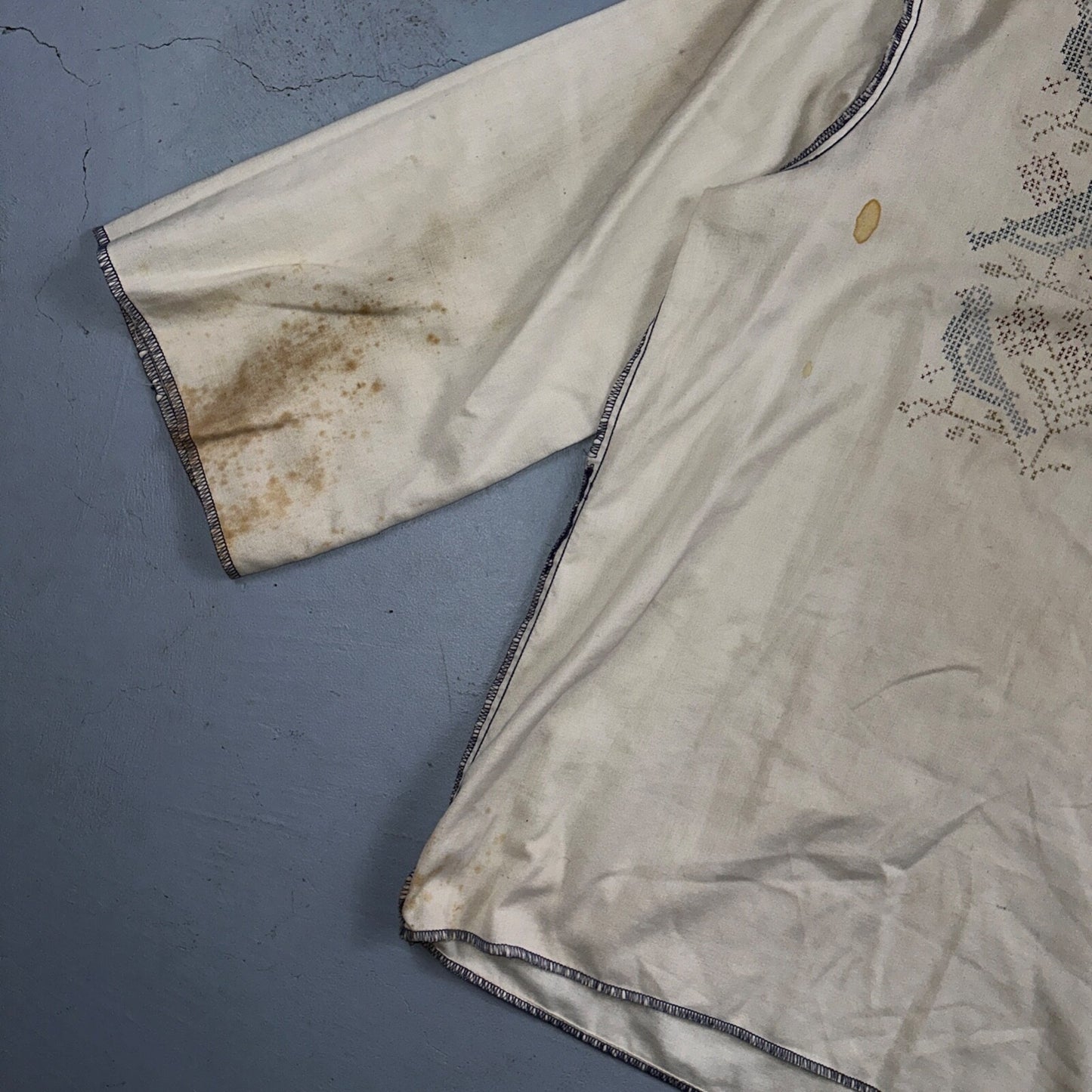 VTG 70s Kennington Cool Breeze Bird Linen Beach Shirt Sheer Unisex Stained