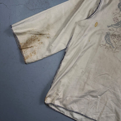 VTG 70s Kennington Cool Breeze Bird Linen Beach Shirt Sheer Unisex Stained