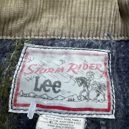 VTG Lee Storm Rider Blue Denim Blanket Lined Jacket Sz L Regular Wool USA MADE