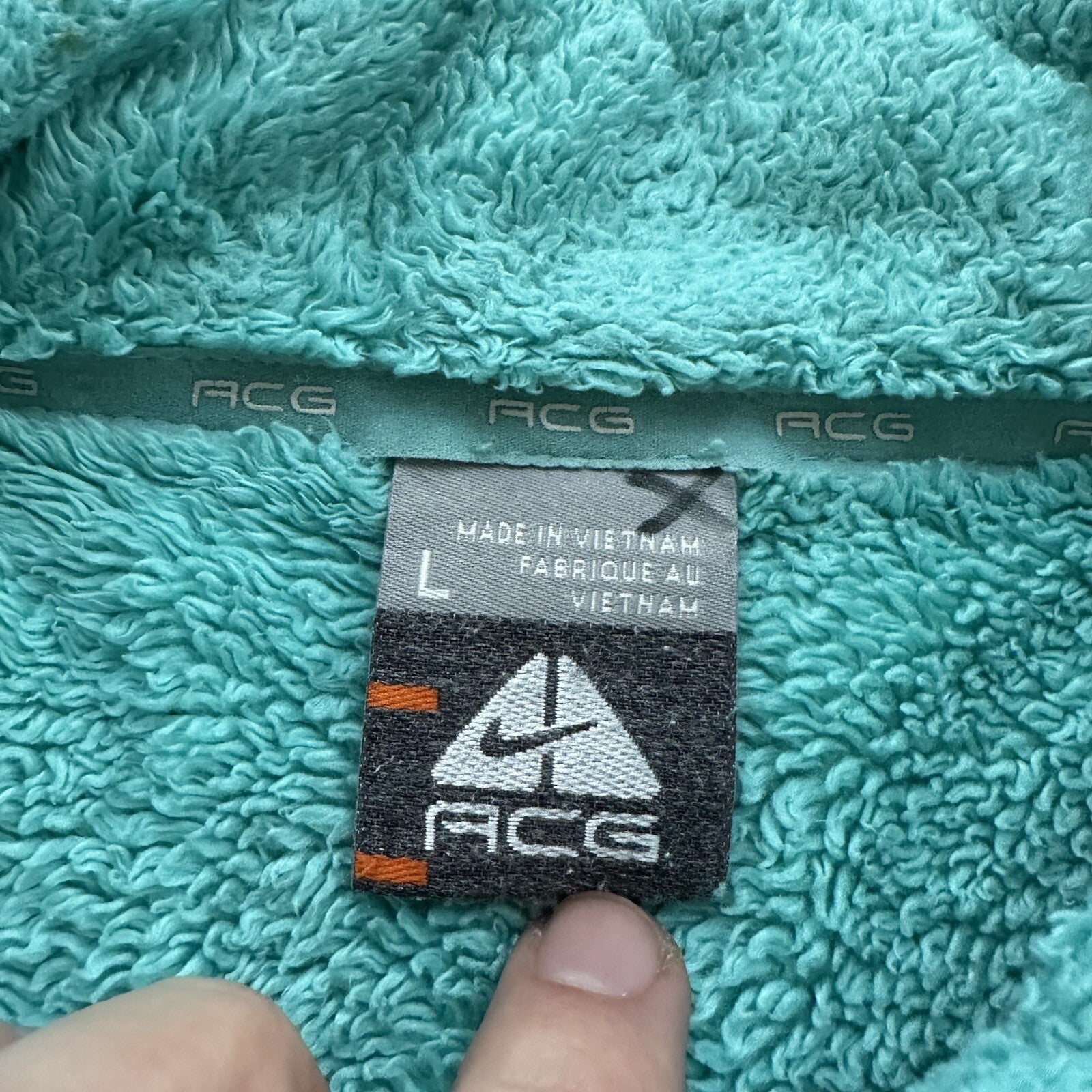 Vtg Nike ACG Womens Soft Fleece Turquoise Teal Blue Full Zip Jacket Y2K Warm