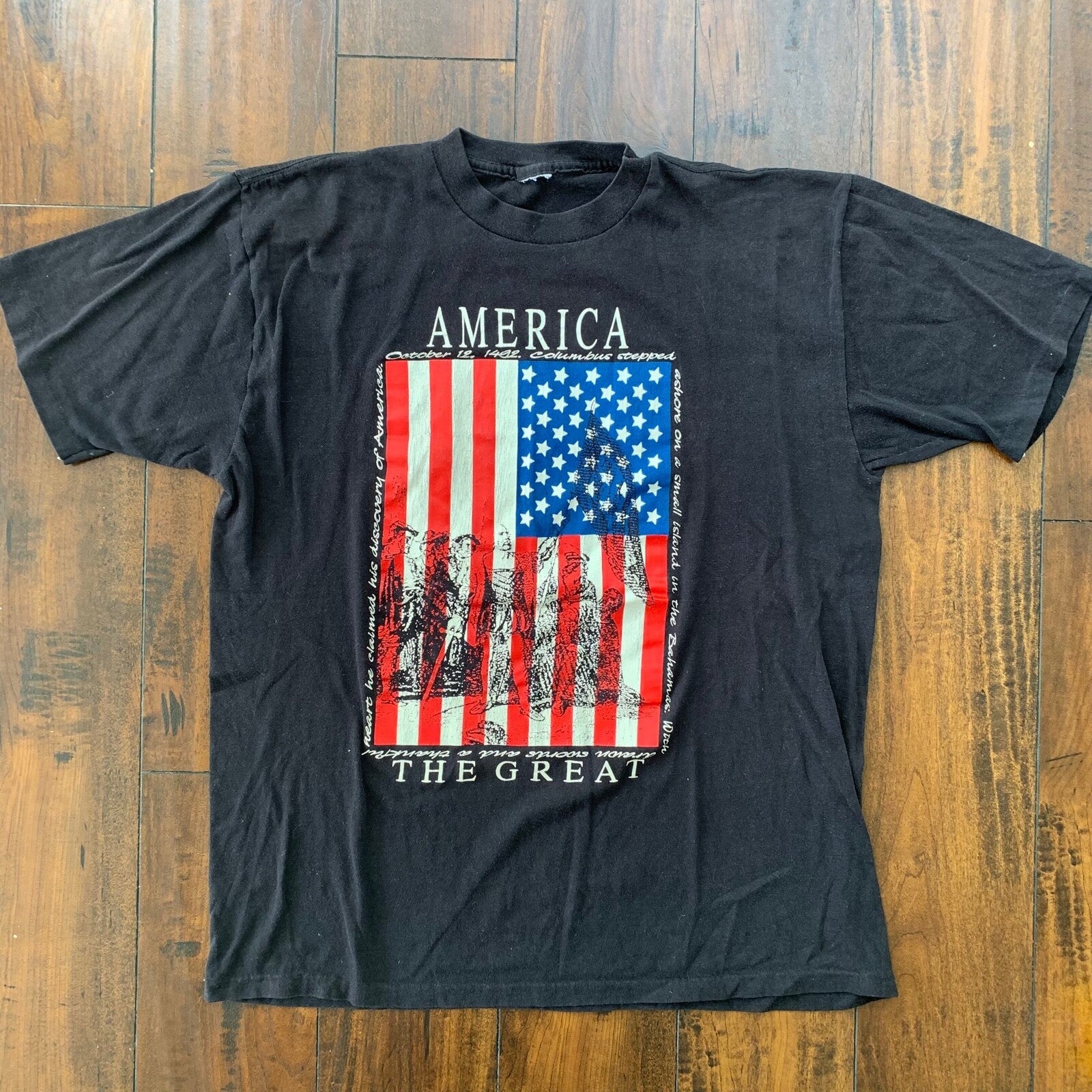 America The Great Vintage T Shirt USA Patriotic 4th July 90s Single Stitch Rap